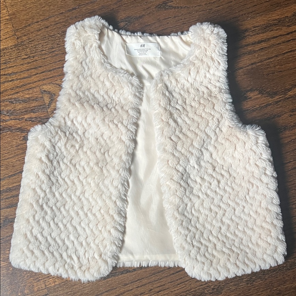 H&M Cream Faux Fur Kids Vest